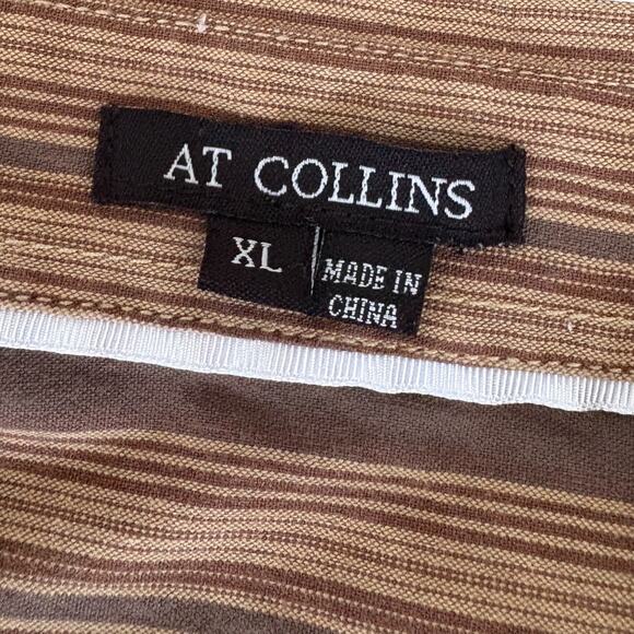 AT Collins Preppy Embroidered Button Down Shirt Hippie Striped Edgy Western XL - Picture 5 of 10